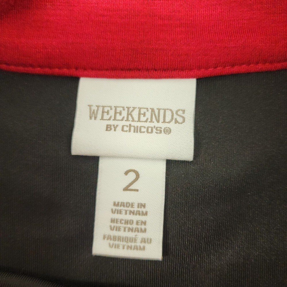 Chico's Size 2 L/12 | Red Mock Neck Long Sleeve Top Pullover Womens - Picture 2 of 6